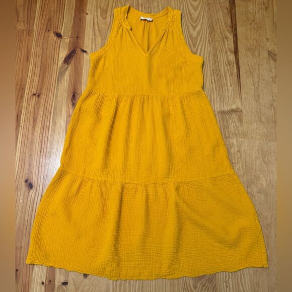 Nation LTD - Nadie Tiered Tank Midi Dress in Gold Women’s SIZE MED - Picture 3 of 9